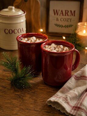 Pier One Red Earthenware Mugs
